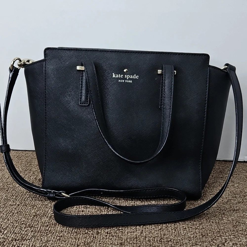 Kate Spade Hayden Black Peddle Leather Bag 2 Way Bag 9x9